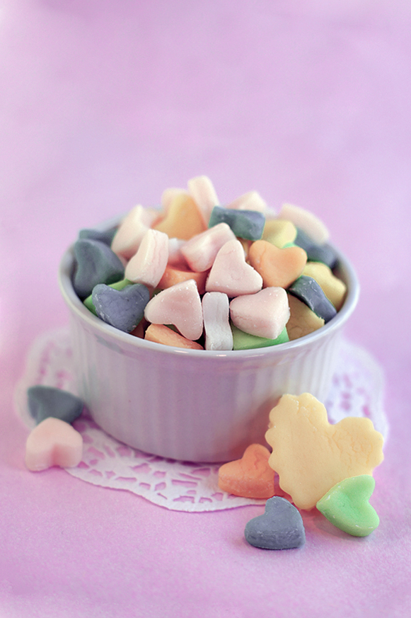 How to make homemade conversation hearts candy for Valentine's Day.